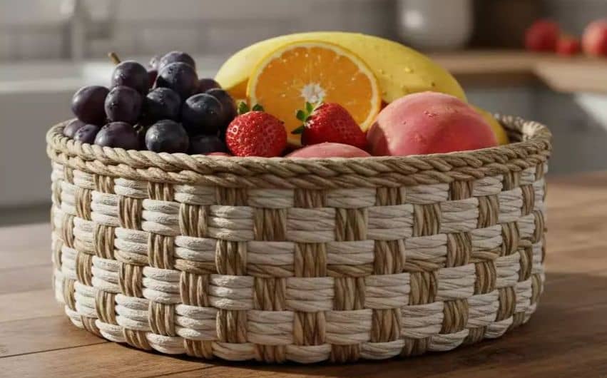 تصویر 3 از سبد میوه حصیری انتخابی زیبا برای چیدمان میز آشپزخانه